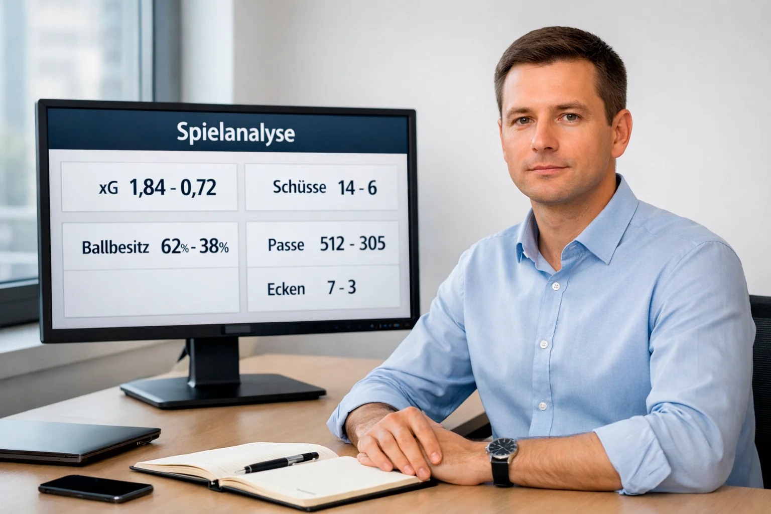 Konzentrierter Analyst bei der disziplinierten Datenanalyse