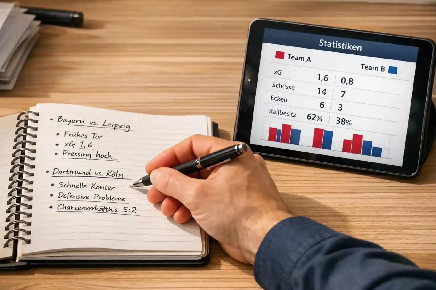 Dramatische Fu&szlig;ballszene im Stadion mit gespannten Zuschauern auf der Trib&uuml;ne