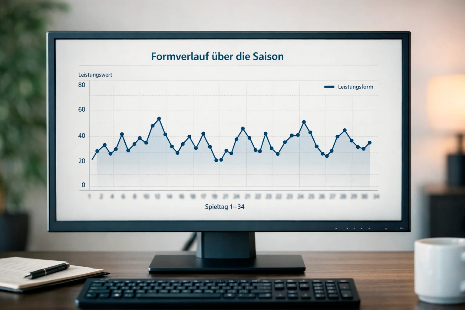 Liniendiagramm mit Formverlauf über die Saison
