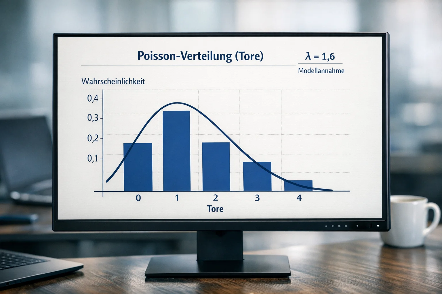 Diagramm einer Poisson-Verteilung für Fußballtore