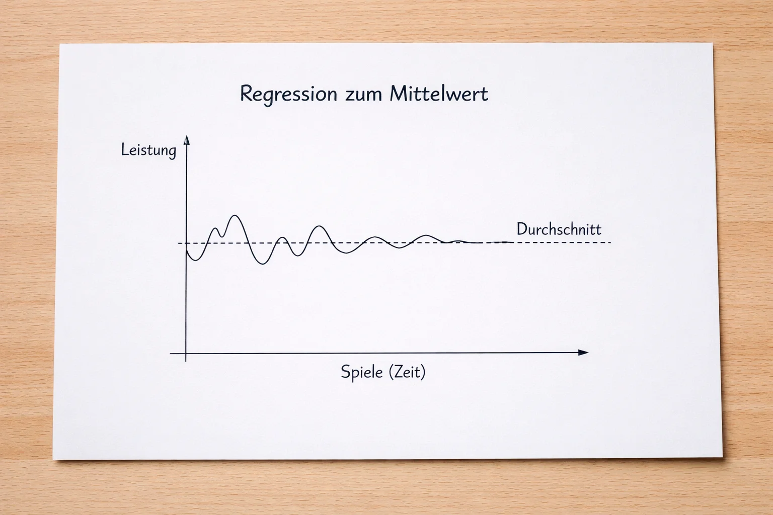 Einfaches Liniendiagramm zeigt die Ann&auml;herung von Werten an einen Durchschnitt &uuml;ber Zeit