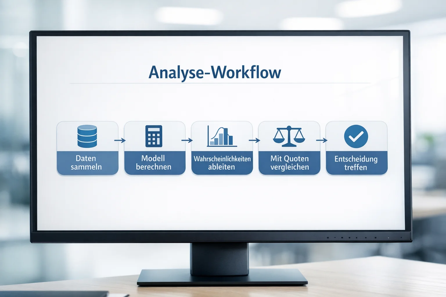Strukturierter Analyse-Workflow auf einem Bildschirm
